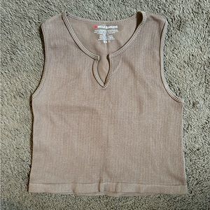 tan ribbed crop top
